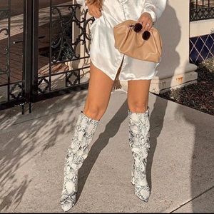 Slouchy faux snake skin boots